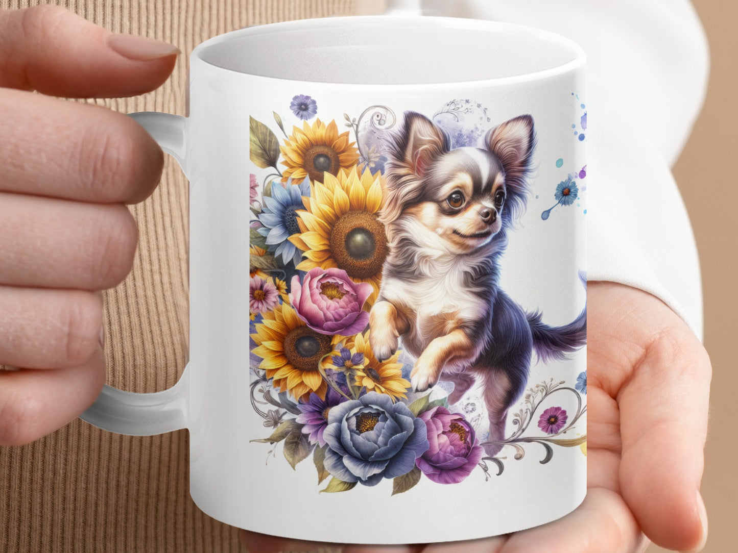 Cute Chihuahua and Sunflowers Coffee Mug product