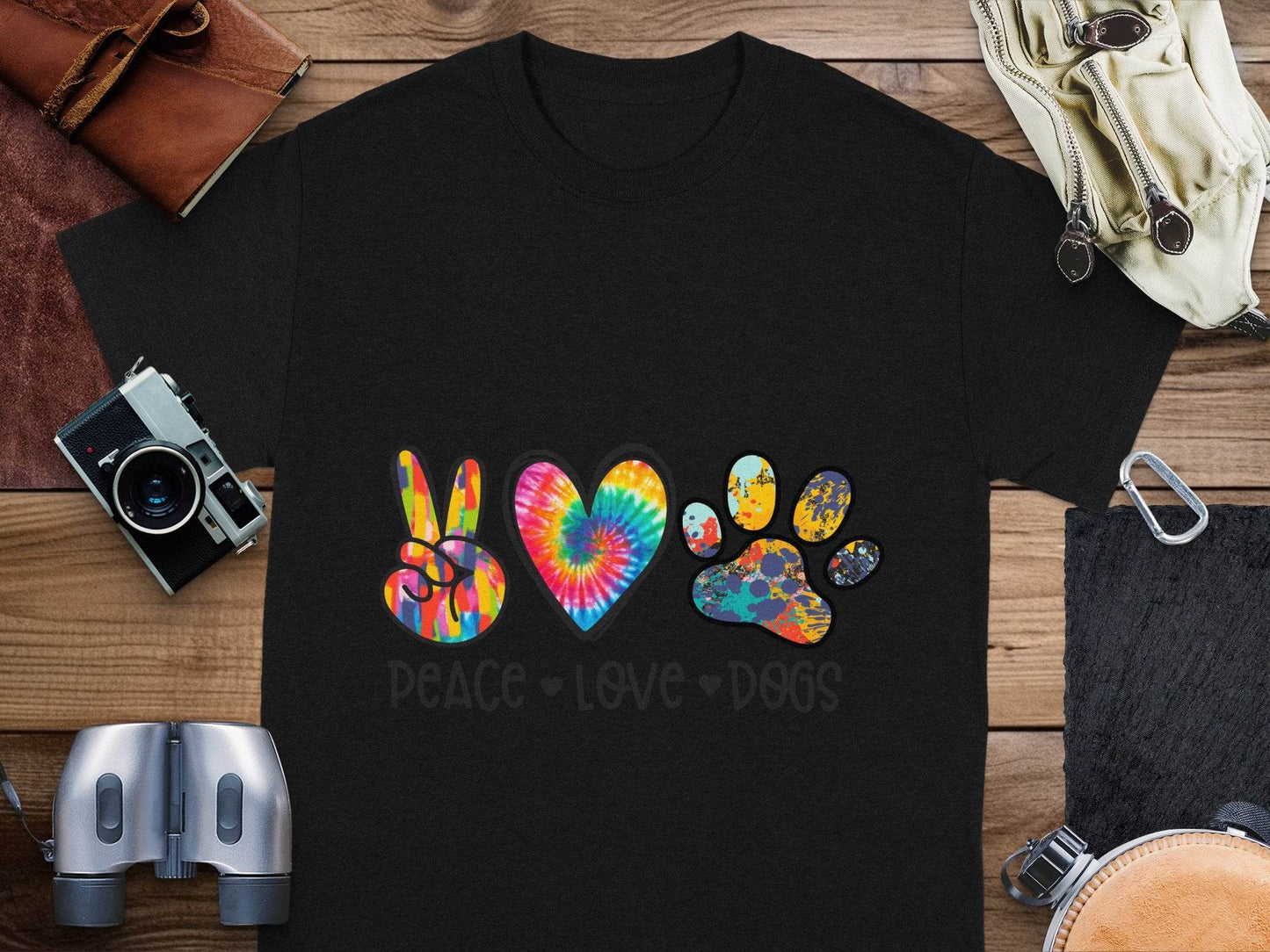 Peace Love Dogs Colorful Design Graphic Animal Lover T-Shirt - Design & Vybe