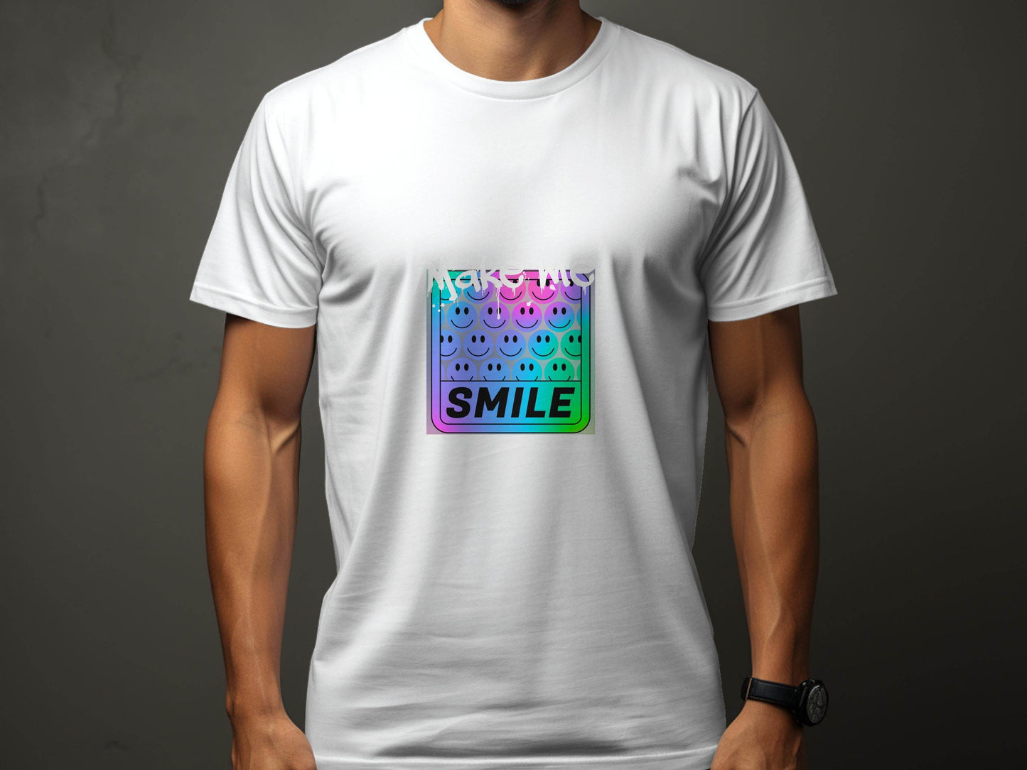 Make Me Smile Rainbow Gradient Design Graphic T-Shirt - Design & Vybe