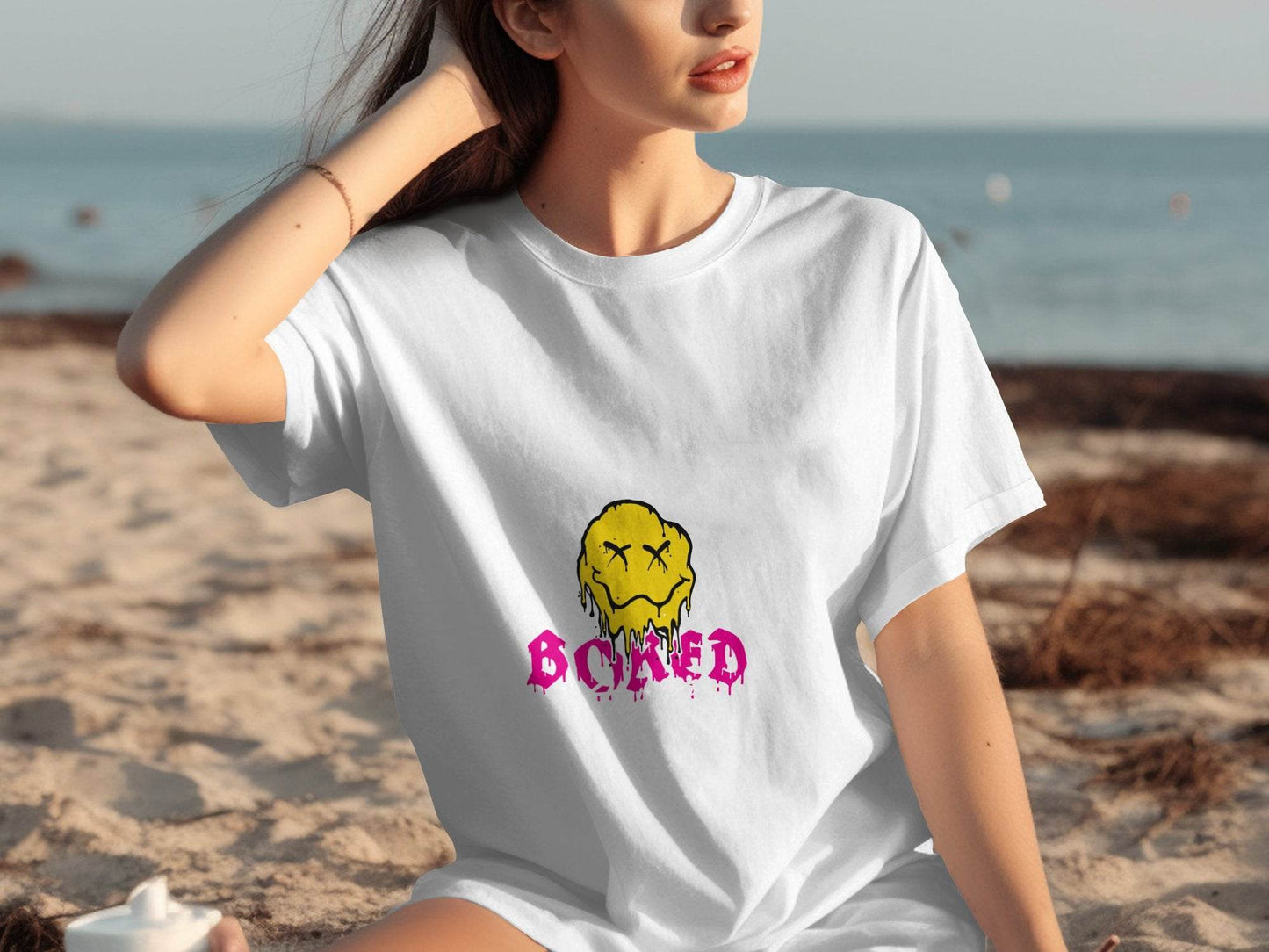 Melting Face Smiley Bored Expression Graphic T-Shirt - Design & Vybe