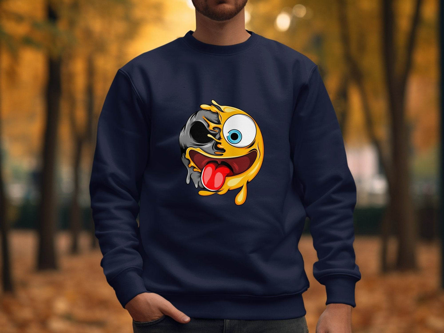 Skull And Emoji Face Combination Funky Design Sweater - Design & Vybe