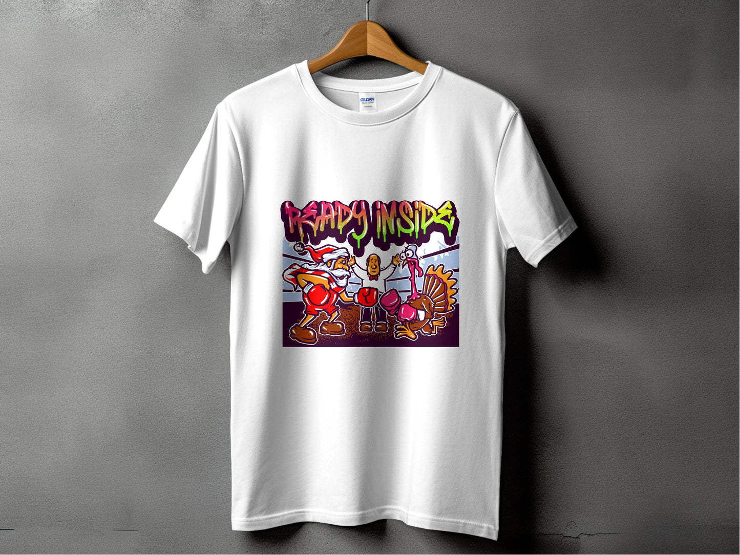 Ready Inside Graphic Santa and Turkey T-shirt product