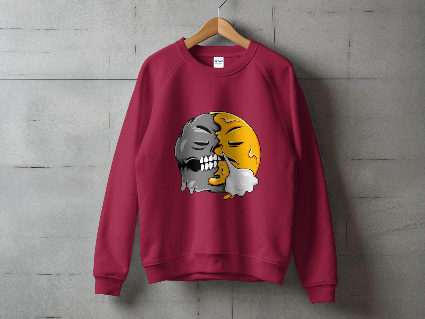 Duality of Nature Smiley Graphic Print Sweater - Design & Vybe