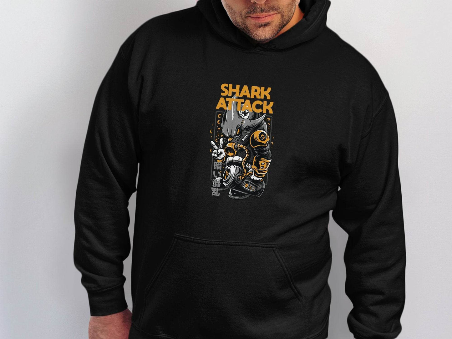Shark Attack Graphic Illustration Inspired Design Hoodie - Design & Vybe