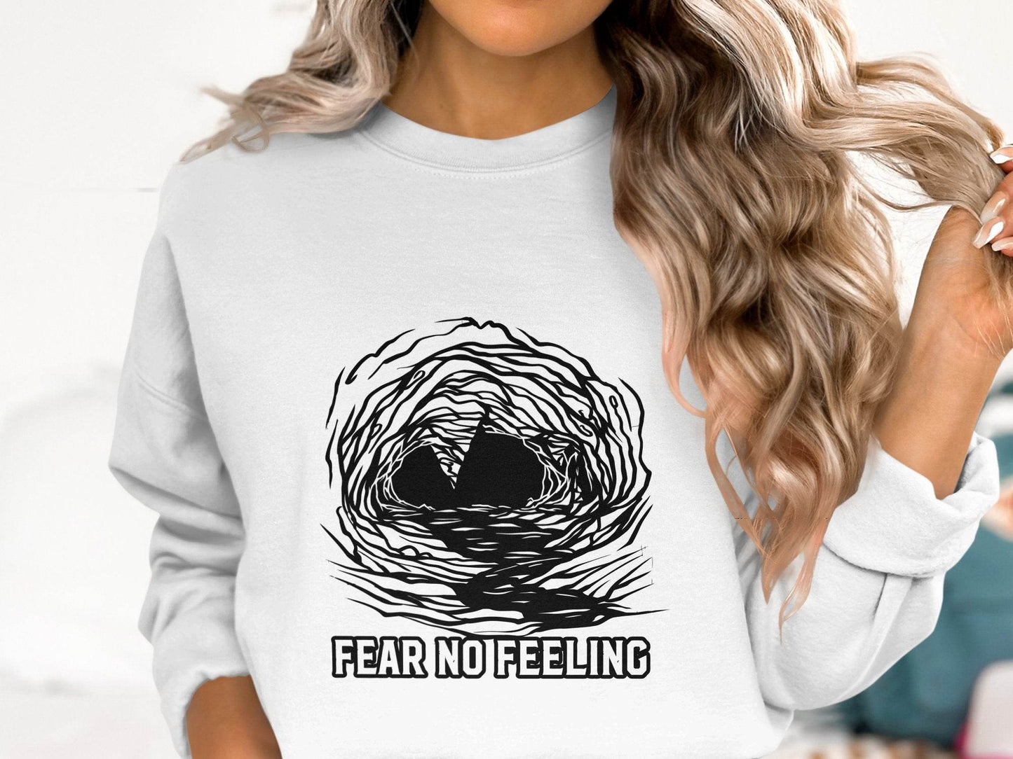 Fear No Feeling Artistic Graphic Sweater - Design & Vybe