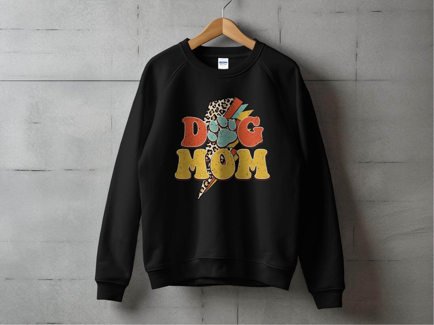 Retro Leopard Dog Mom Paw Print Design Great Gift Sweater - Design & Vybe