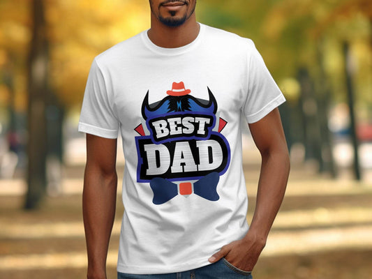 Hat & Mustache Style Best Dad Graphic Design T-Shirt - Design & Vybe