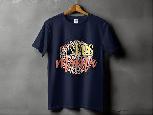 Dog Mama Paw Print On Leopard Print Background T-Shirt - Design & Vybe