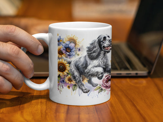 Beautiful Floral Design with Happy Dog Mug product type