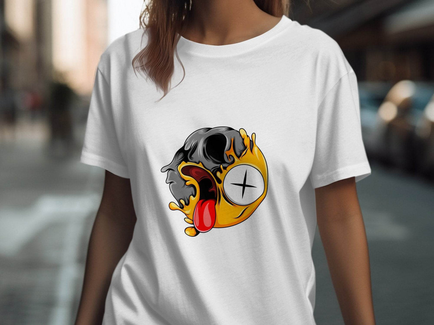 Skull Zombie Emoji Expression Creative Graphic Design T-Shirt - Design & Vybe