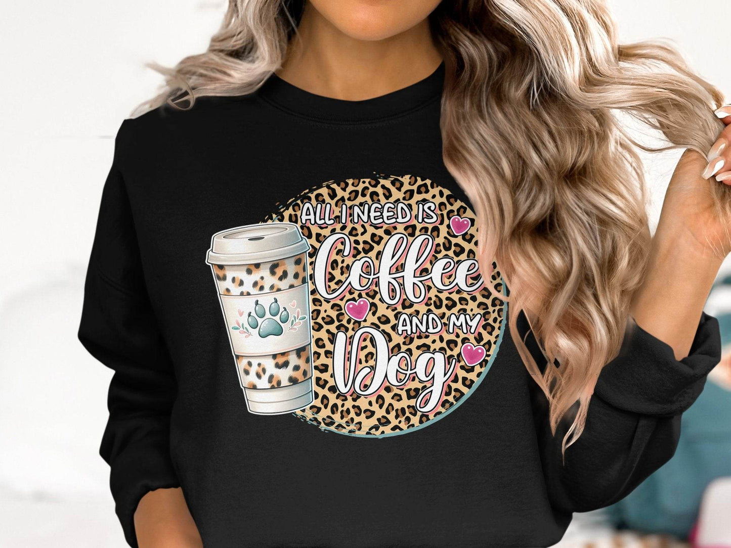 All I Need Is Coffee and My Dog Funny Quote Sweater - Design & Vybe
