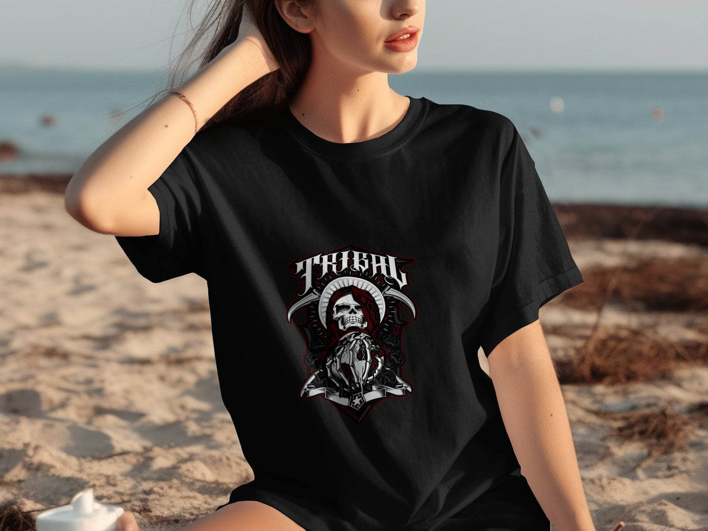Tribal Design Skull In Hood With Earth Graphic T-Shirt - Design & Vybe