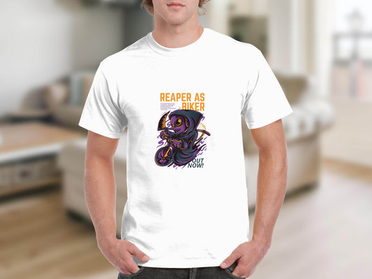 Reaper As Biker Death Riding Motorcycle Graphic T-Shirt - Design & Vybe