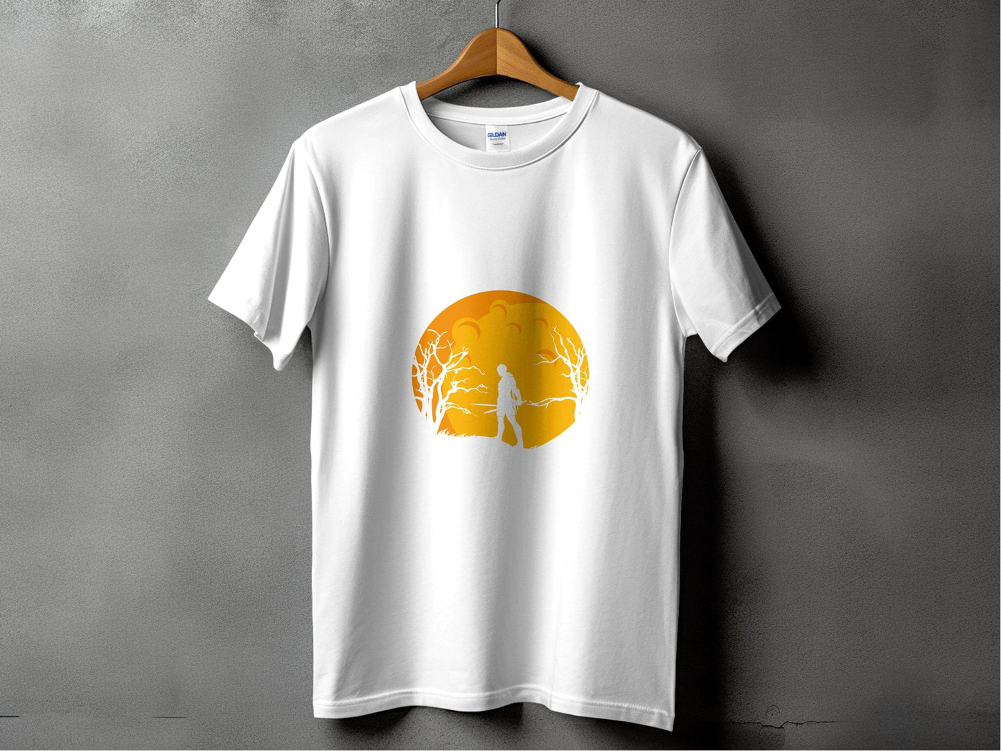 Silhouette Knight Under Yellow Moon Unique Style T-Shirt - Design & Vybe