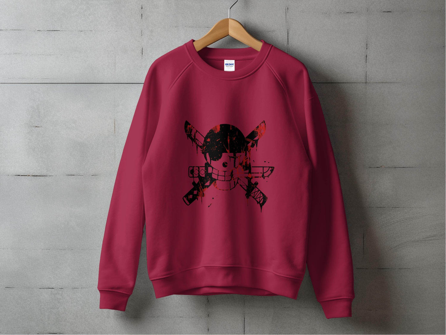 Pirate Symbol with Bloody Swords Skull Artistic Design Sweater - Design & Vybe