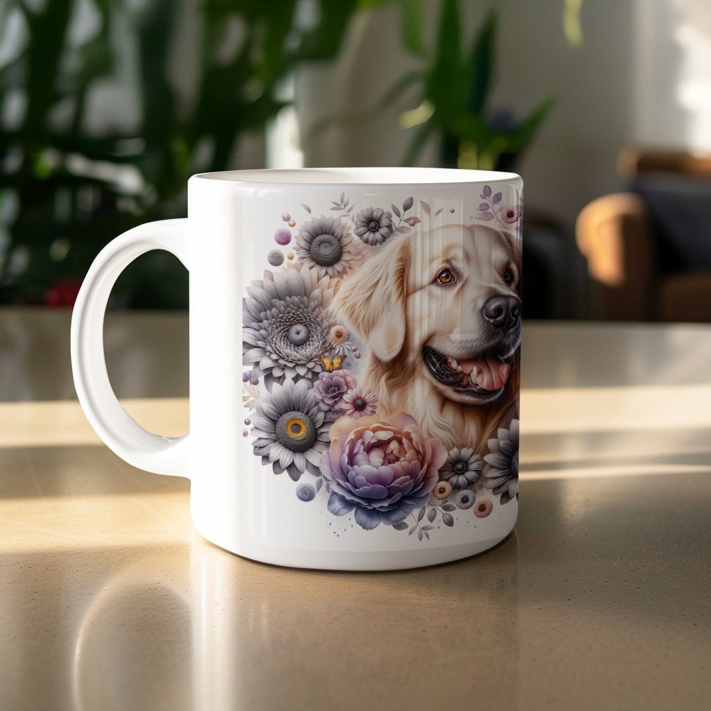 Floral Design Golden Retriever Coffee Mug product type