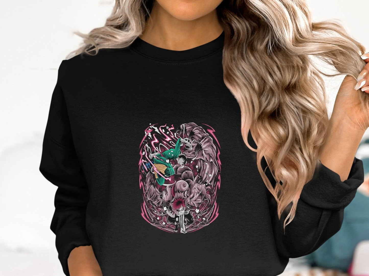 Gaara Rock Lee Action Pose Powerful Anime Art Sweater - Design & Vybe
