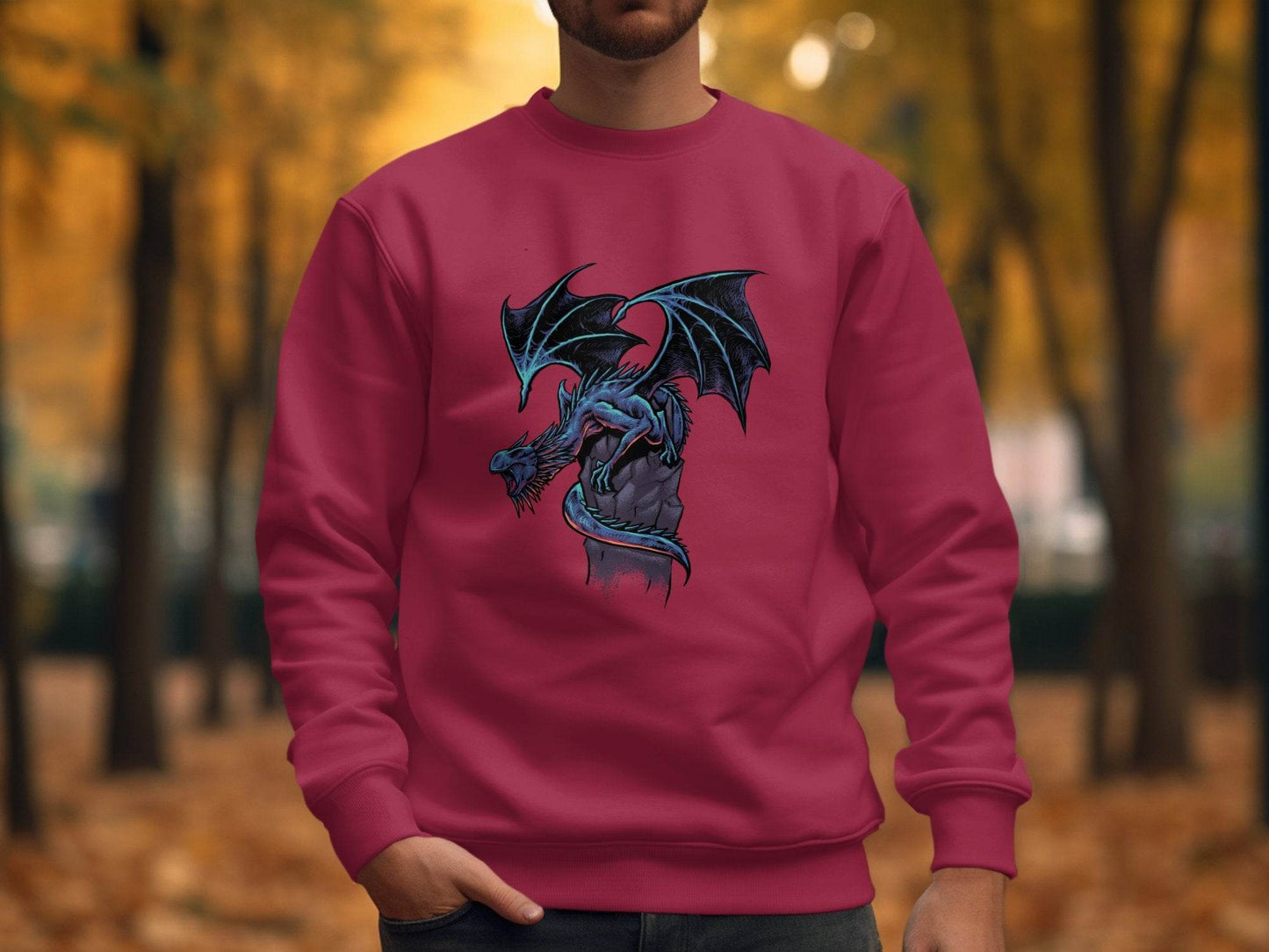 Fierce Dragon Graphic Print Design on Trendy Sweater - Design & Vybe