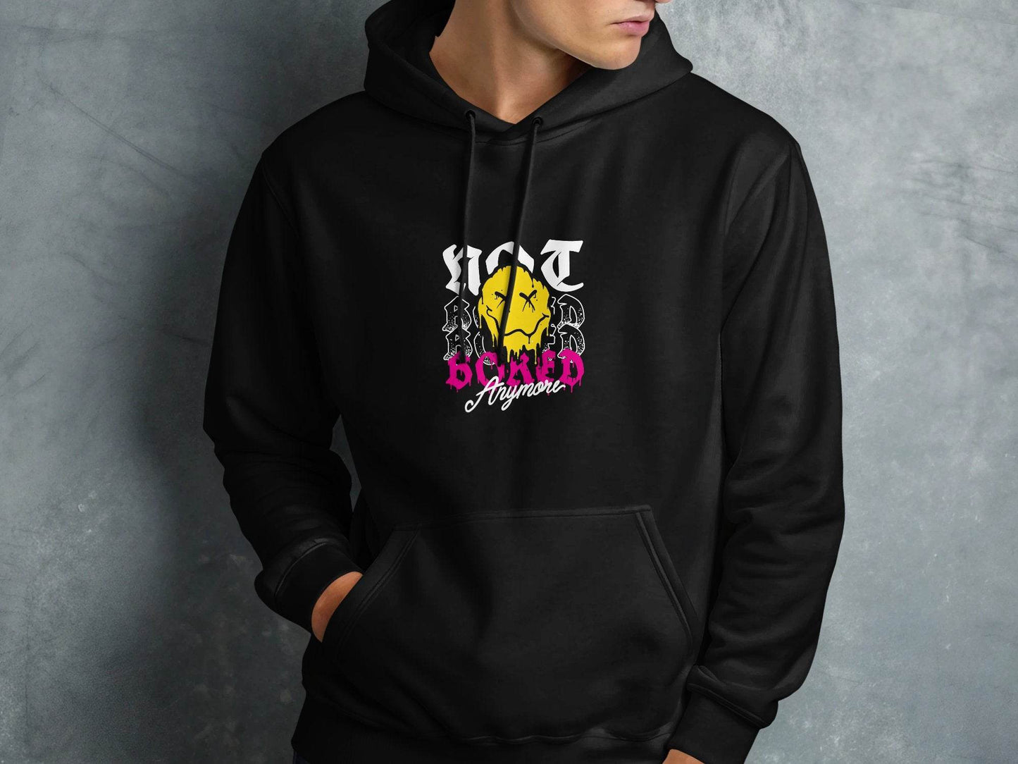 Melting Face Smiley Bored Expression Graphic Hoodie - Design & Vybe
