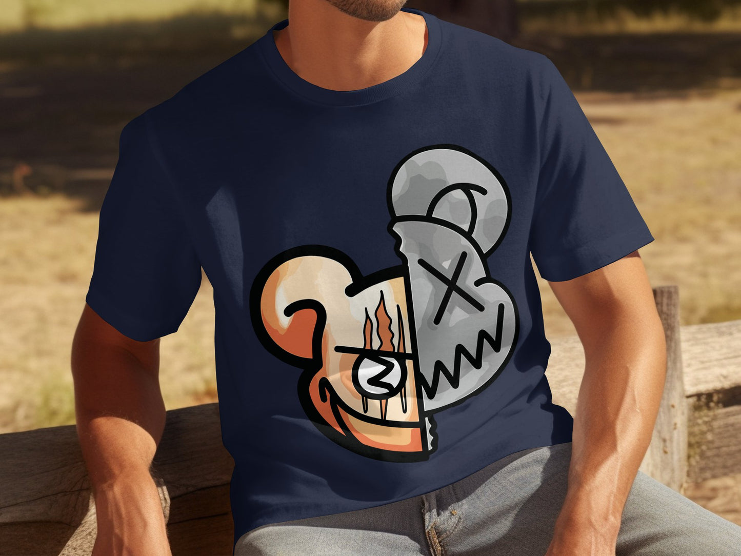 Artistic Split Face Graphic Casual T-Shirt product