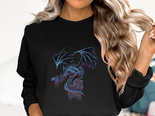 Fierce Dragon Graphic Print Design on Trendy Sweater - Design & Vybe