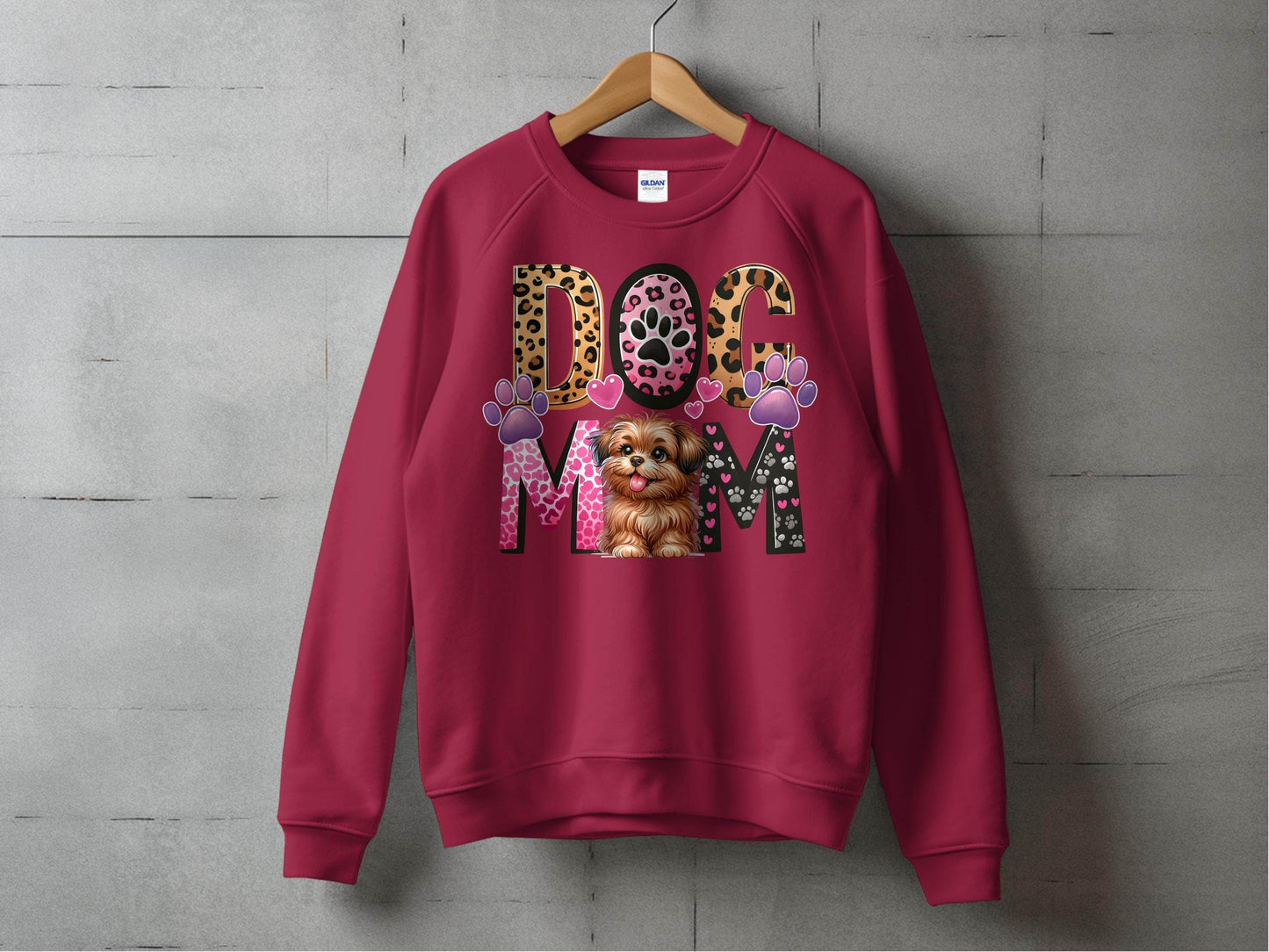 Dog Mom Cute Puppy Hearts Animal Print Design Graphic Sweater - Design & Vybe