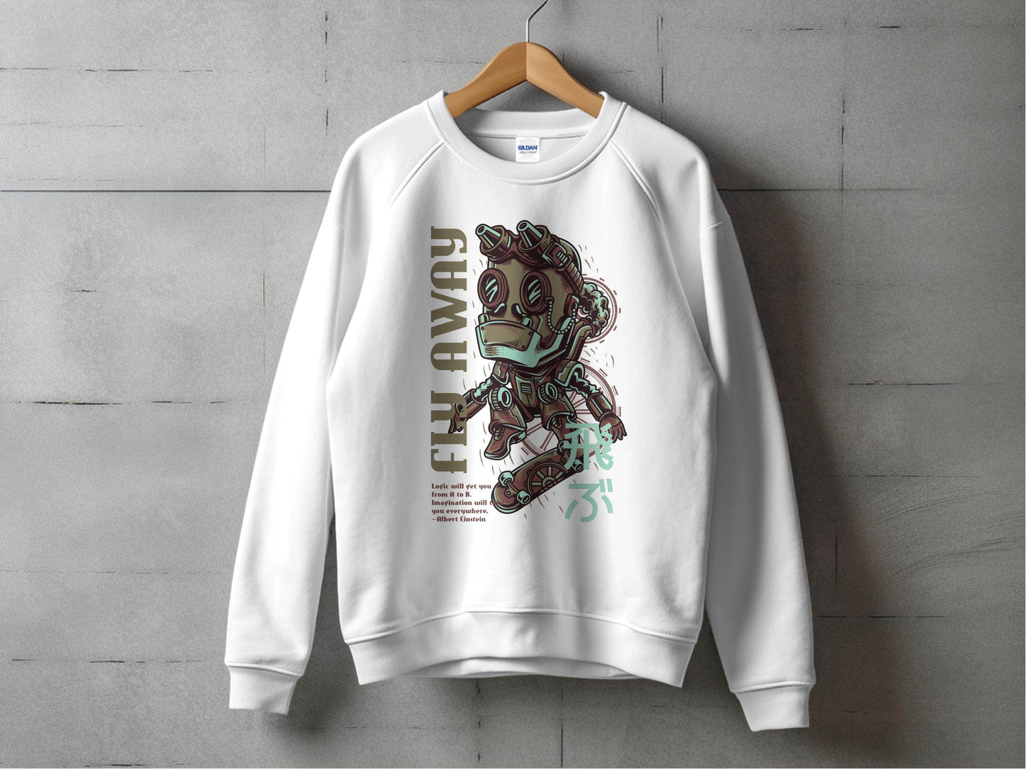 Fly Away Robot Design Featuring Einstein Quote Sweater - Design & Vybe