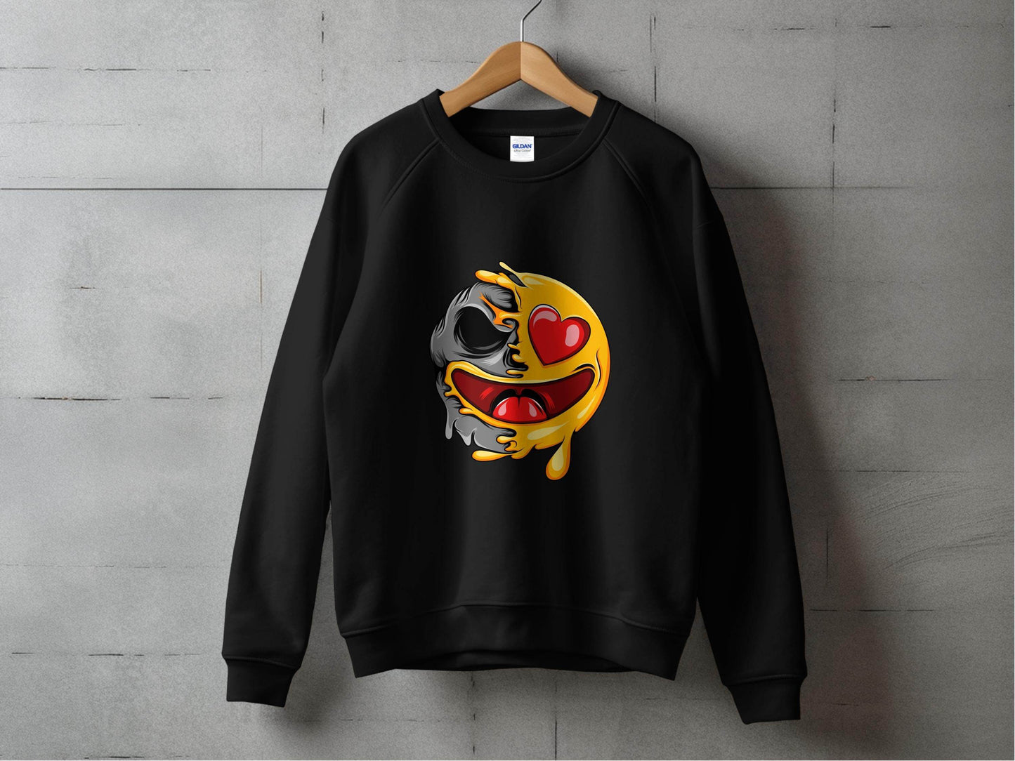 Skull Emoji with Heart Eyes Novelty Graphic Sweater - Design & Vybe