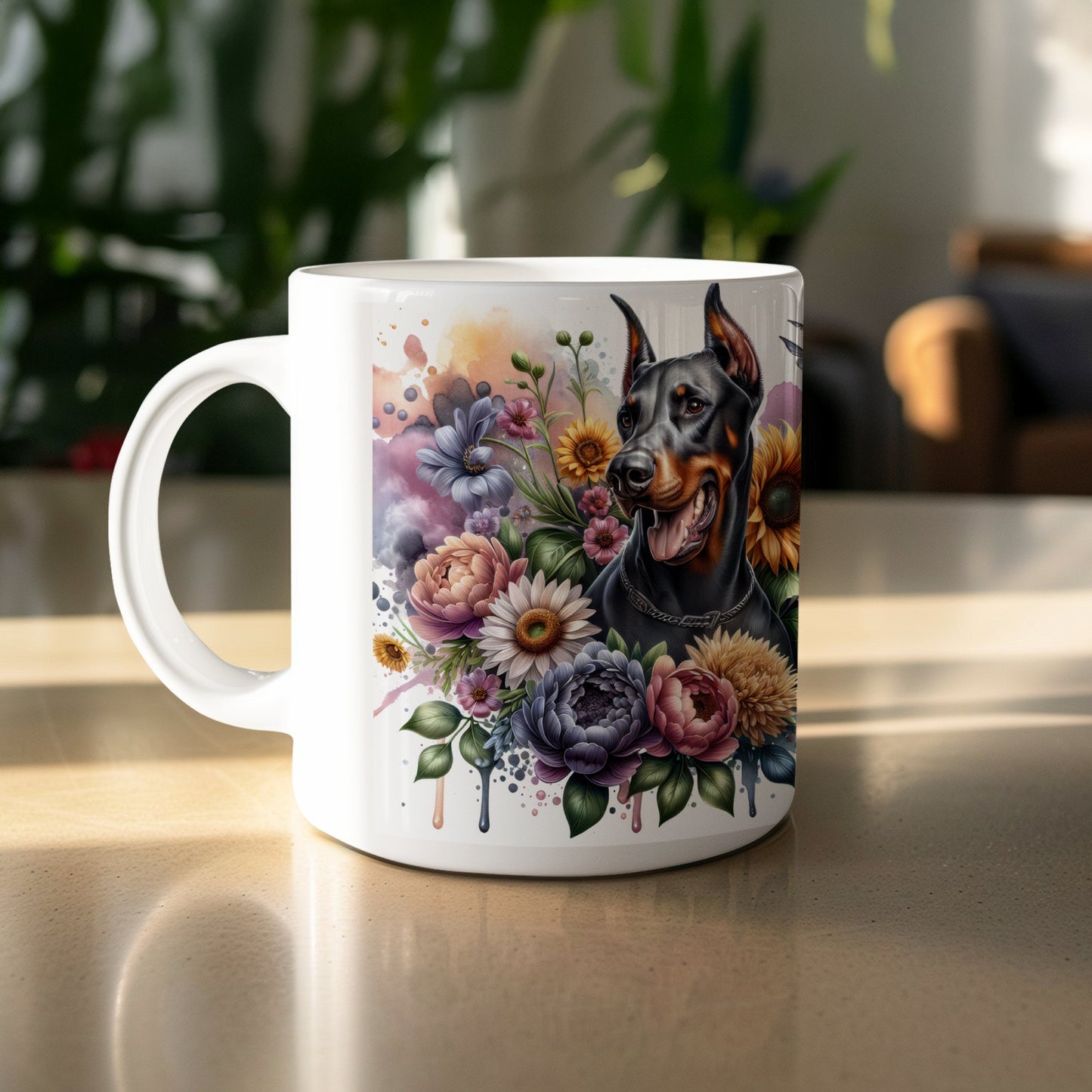 Floral Dog Art Ceramic Mug Perfect Coffee Drinkware product