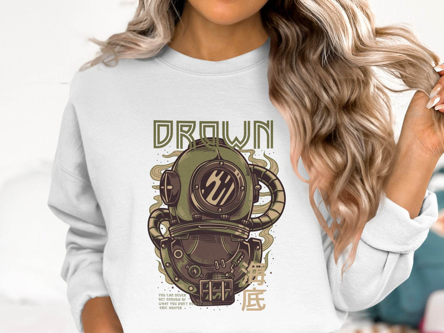 Drown Underwater Helmet Design Cool Graphic Sweater - Design & Vybe