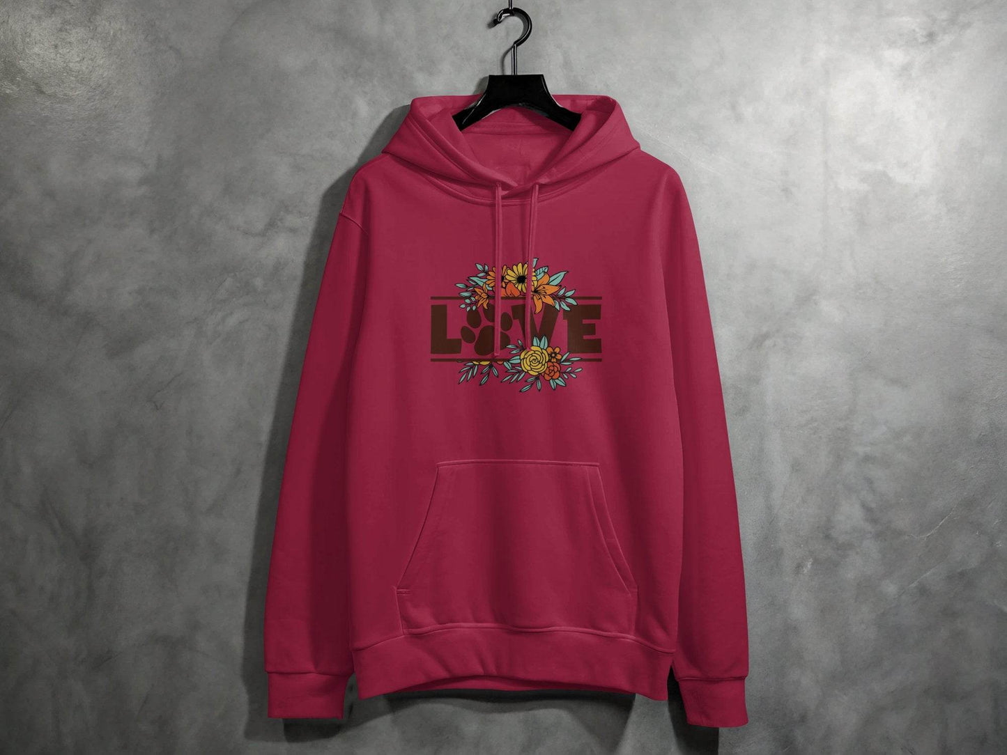 Floral Love Paw Print Design Graphic Flower Design Hoodie - Design & Vybe