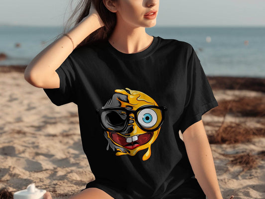 Quirky Smiley Face with Glasses Graphic T-Shirt - Design & Vybe