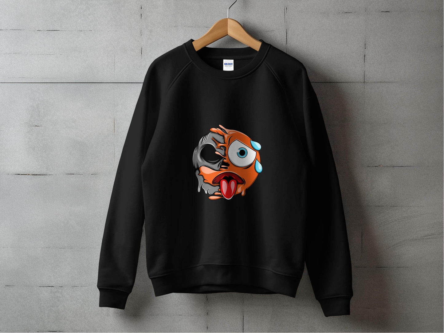 Emoji Face Meltdown With Skull Design Graphic Sweater - Design & Vybe