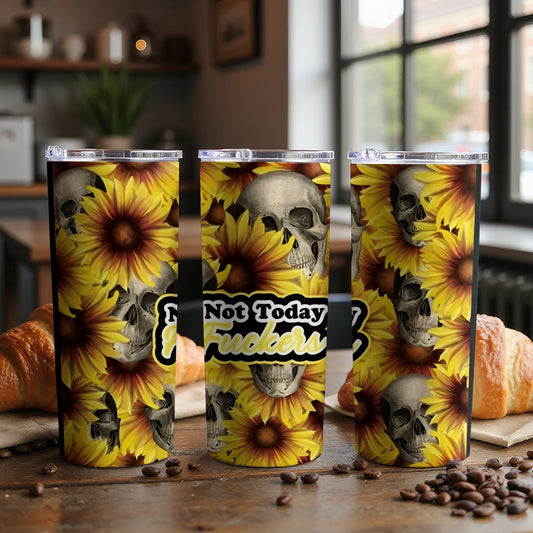 Not Today F*ckers Skull and Sunflowers Tumbler product type
