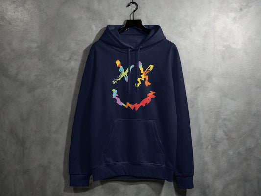 Unique Abstract Dead Smile Colorful Graphic Design Artwork Hoodie - Design & Vybe