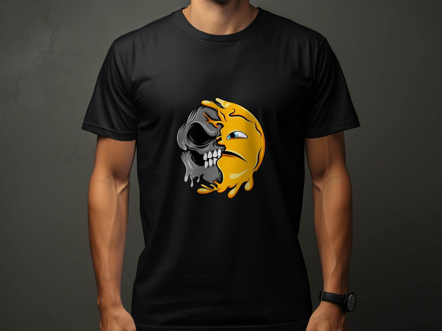 Half Skull Half Sun Design Graphic Art Cool Print T-Shirt - Design & Vybe