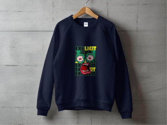 Explicit Graphic with Eyes and Mouth Design Sweater - Design & Vybe