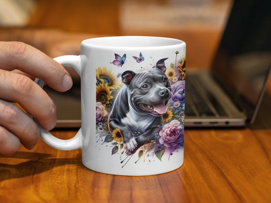 Colorful Floral Dog Art Coffee Mug Product