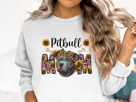Pitbull Mom With Sunflowers And Bandana Mothers Day Sweater - Design & Vybe
