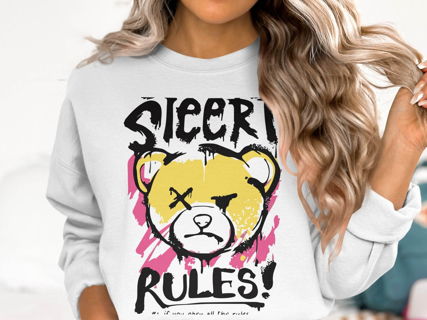 Teddy Bear Graffiti Design Street Rules Sweater - Design & Vybe