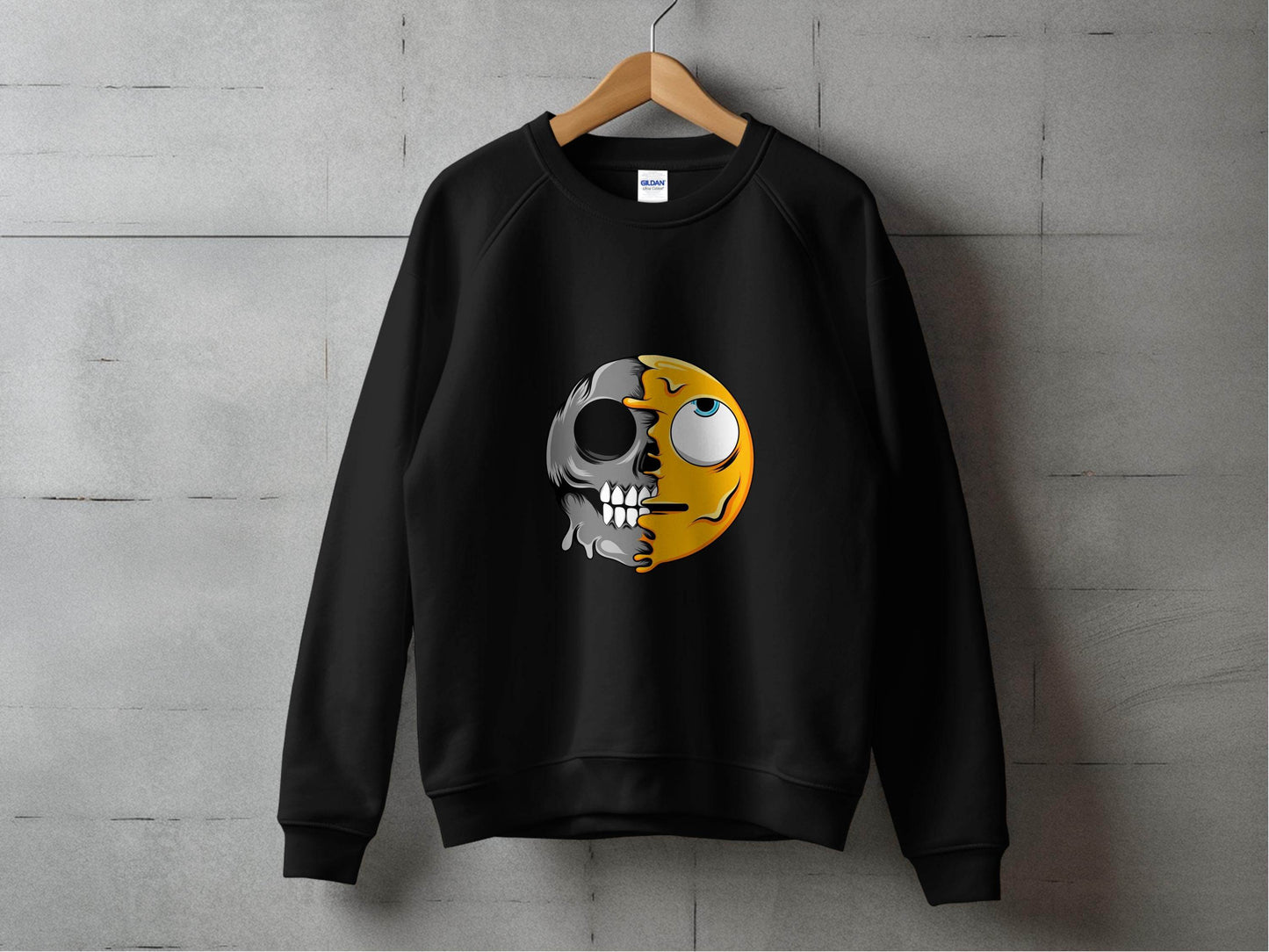 Half Skull Half Emoji Artistic Pattern Novelty Sweater - Design & Vybe