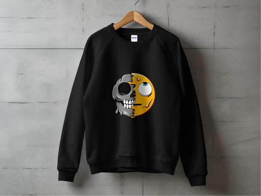 Half Skull Half Emoji Artistic Pattern Novelty Sweater - Design & Vybe