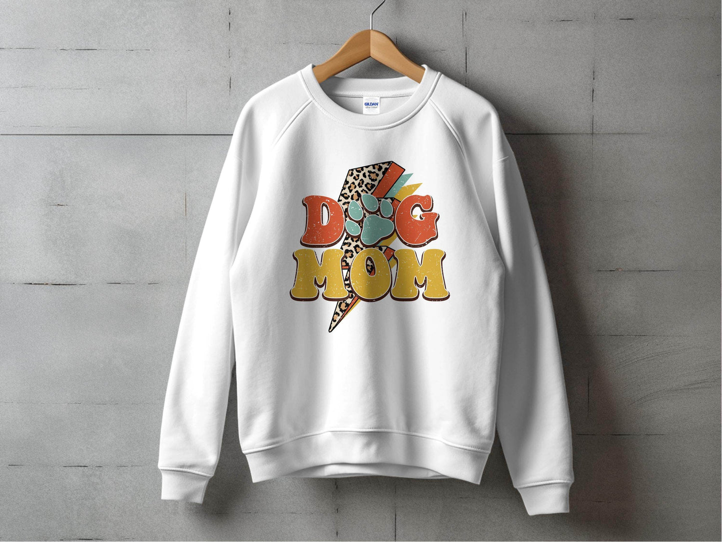Retro Leopard Dog Mom Paw Print Design Great Gift Sweater - Design & Vybe