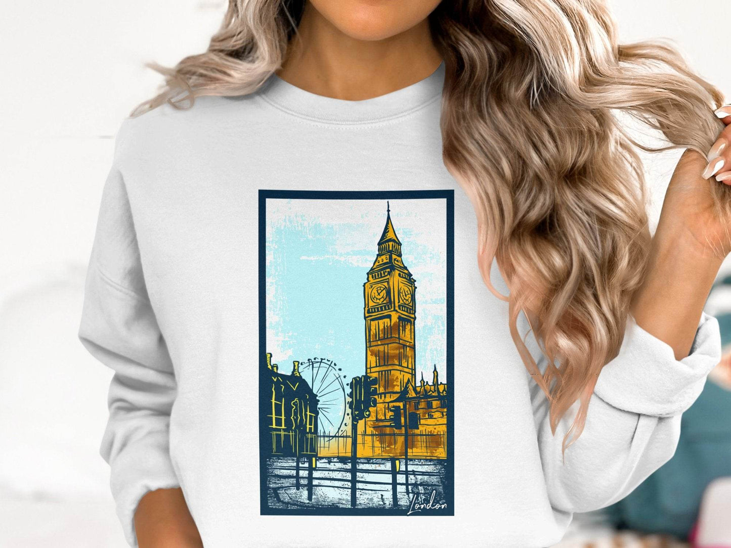 Iconic Big Ben and London Eye Graphic Sweater - Design & Vybe