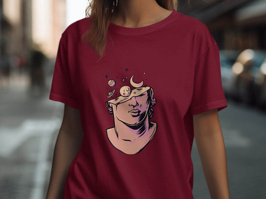 Head in the Space Planets and Moon Graphic Art T-Shirt - Design & Vybe