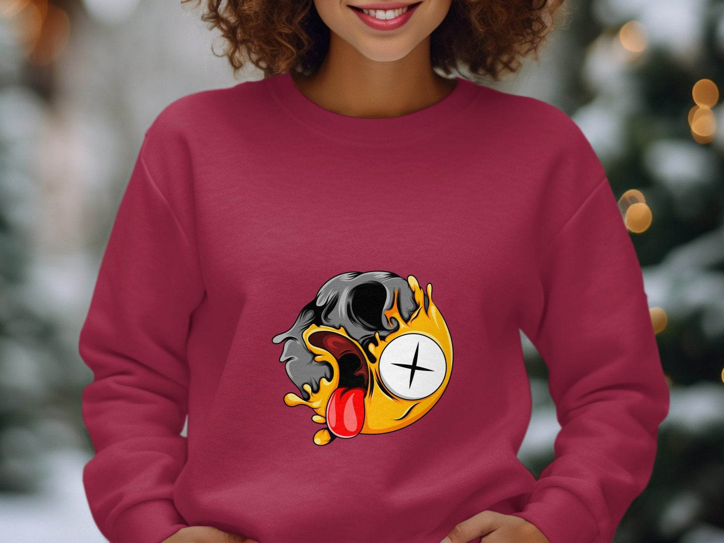 Skull Zombie Emoji Expression Creative Graphic Design Sweater - Design & Vybe