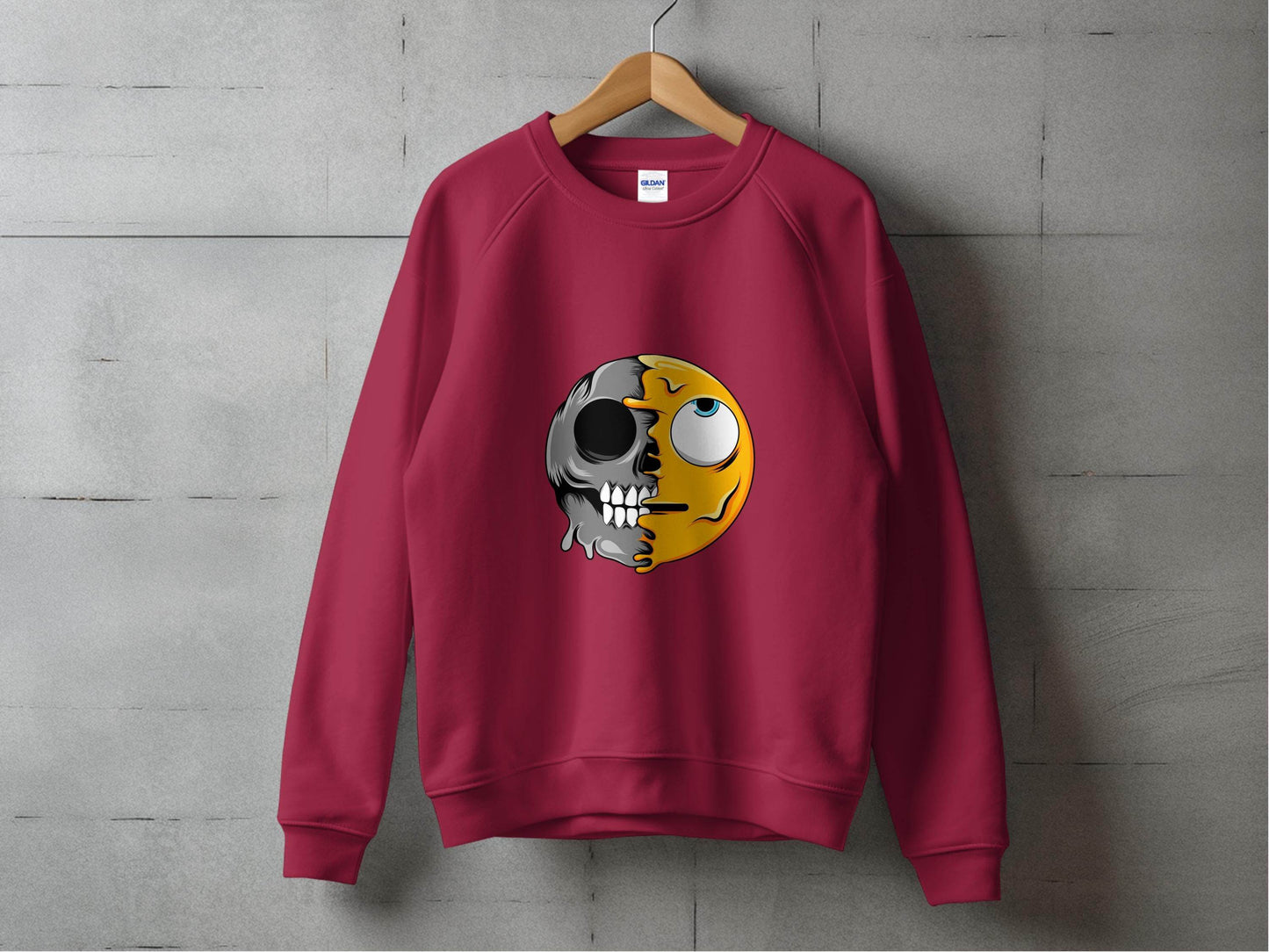 Half Skull Half Emoji Artistic Pattern Novelty Sweater - Design & Vybe