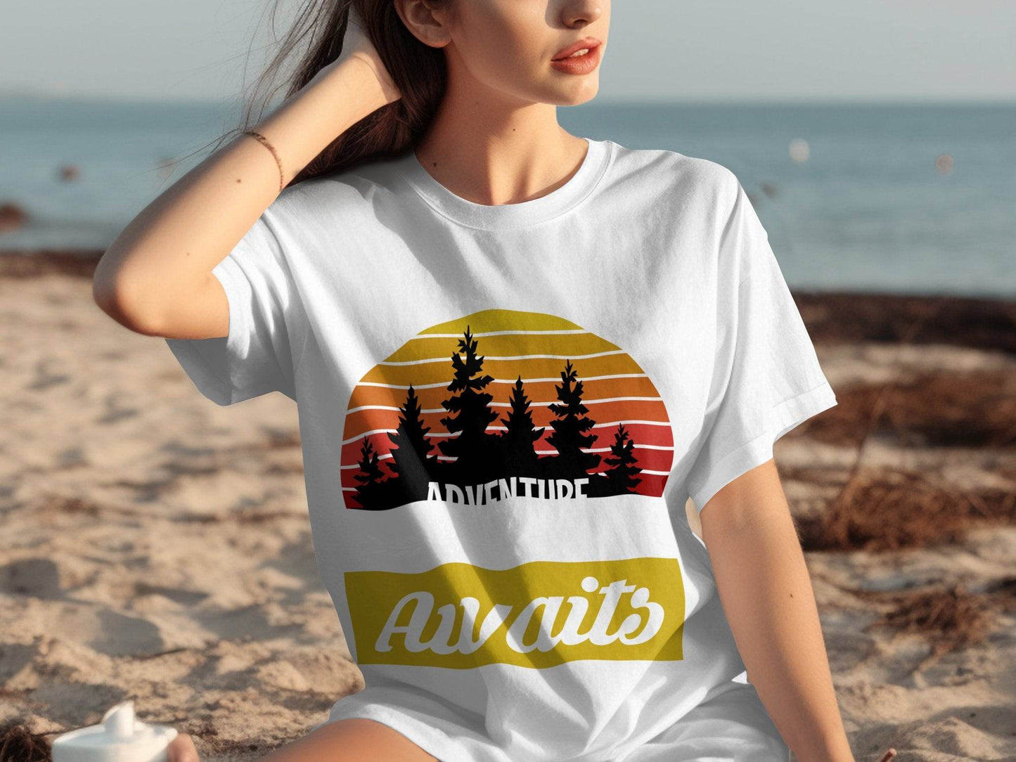 Adventure Awaits Graphic Sunset Design T-Shirt - Design & Vybe