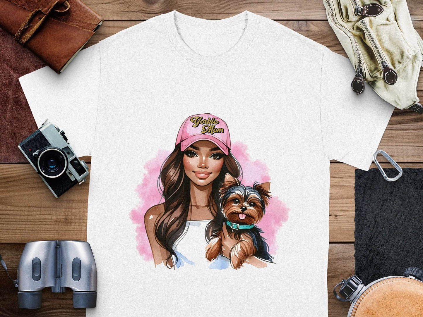 Yorkie Mom Hat with Adorable Dog Illustration T-Shirt - Design & Vybe