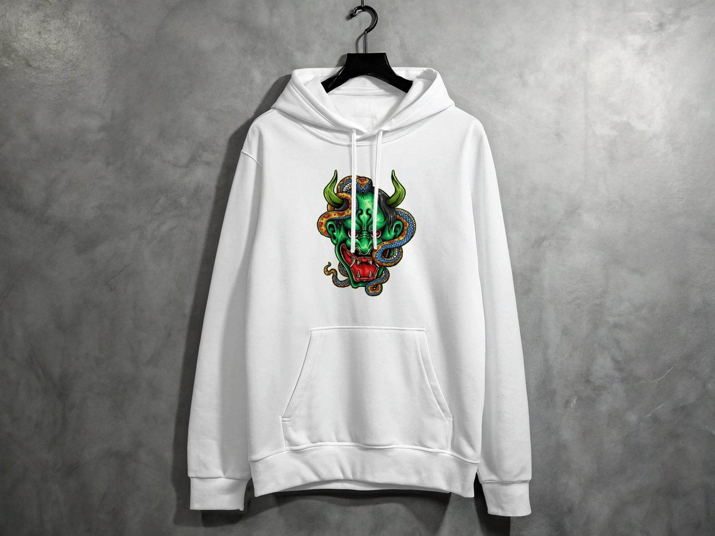 Bizarre Demon Face with Snake Design Horror Hoodie - Design & Vybe